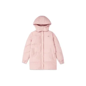 Casaco de penas com capuz, comprimento médio, “Black Pink”