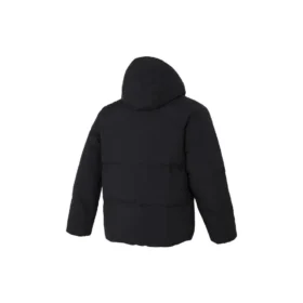 Casaco de penas com capuz “Preto Branco Vermelho”