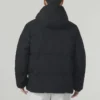Casaco de penas com capuz “Preto Branco Vermelho”