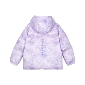 Casaco de penas com capuz “Roxo Branco”
