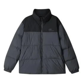 Casaco de penas com logótipo de moda “Preto Cinza”