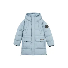 Casaco de penas comprido casual “Black Teal”