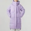 Casaco de penas comprido casual “Roxo”