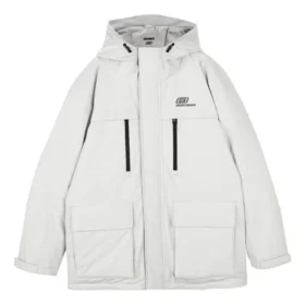 Casaco Waterproof de penas com capuz da série Lifestyle “Branco Preto”