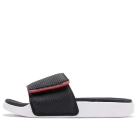 Chinelos desportivos elegantes de salto baixo com velcro Preto Vermelho