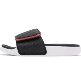 Chinelos desportivos elegantes de salto baixo com velcro Preto Vermelho