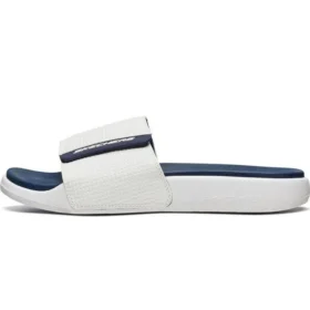 Chinelos desportivos rasos com velcro para exterior Branco Azul
