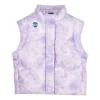 Colete casual de penas “Roxo e Branco”