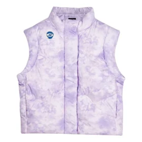 Colete casual de penas “Roxo e Branco”