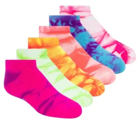Conjunto de 6 Meias de Moda Tie Dye para Meninas