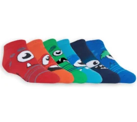 Conjunto de 6 pares de meias curtas com monstros