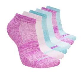 Conjunto de 6 pares de meias curtas com riscas coloridas para meninas