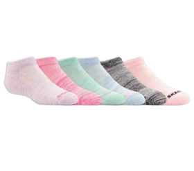 Conjunto de 6 pares de meias curtas com riscas coloridas para meninas
