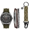 Conjunto de relógio com cordão de nylon em cinza metálico Conjunto de relógio com cordão de nylon em cinza metálico