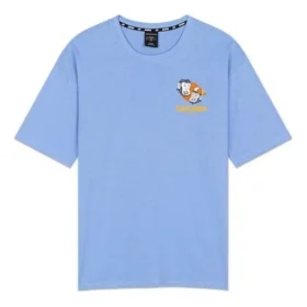 Estampado Respirável Manga Curta Unissexo Azul