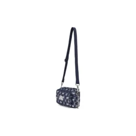 Mochila casual ajustável de tecido com alça única “Navy White”