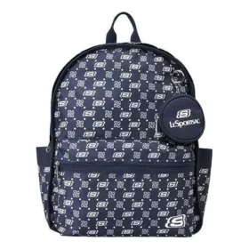 Mochila casual com letras impressas “Navy White”