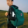 Mochila de tecido com fecho retro para estudantes “Verde”