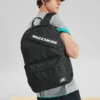 Mochila de tecido de grande capacidade com fecho de correr “Preto Branco”