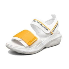 Sandálias de moda antiderrapantes Branco/Amarelo