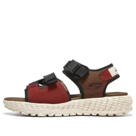 Sandálias desportivas castanhas com velcro, funcionais, para exterior, de biqueira aberta e salto baixo