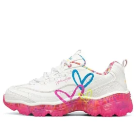 Sapatos de corrida de cano baixo James Goldcrown x Skechers D’ Lites Crystal Rosa/Branco