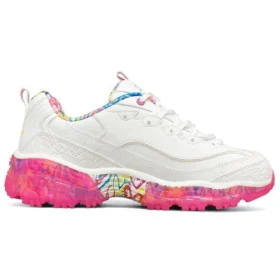 Sapatos de corrida de cano baixo James Goldcrown x Skechers D’ Lites Crystal Rosa/Branco