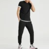 Skechers de manga curta para homem, preto