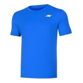 Skechers de treino e corrida para homem, de malha desportiva, manga curta, azul
