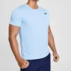 Skechers de treino para homem, corrida, desporto, malha, manga curta, azul