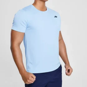 Skechers de treino para homem, corrida, desporto, malha, manga curta, azul