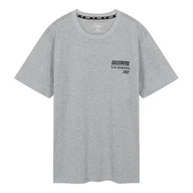 Skechers Knit de manga curta e gola redonda para homem, cinzento