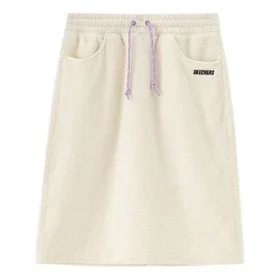 Série Lifestyle – Saia casual de malha folgada com cordão “Branco”