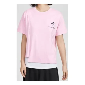 SS20 Camisola de malha cruzada de manga curta rosa