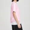 SS20 Camisola de malha cruzada de manga curta rosa