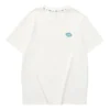 T-shirt casual com letras impressas “Branco Azul”