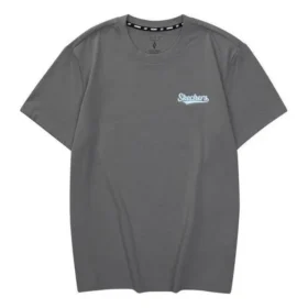 T-shirt casual com letras impressas “Cinza-azulado”