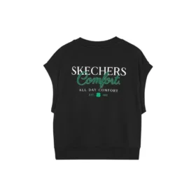 T-shirt casual sem mangas com estampado “Preto”