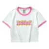 T-shirt com letras impressas “Branco Rosa Azul”