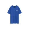 T-shirt de manga curta azul com estampado em malha