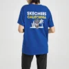 T-shirt de manga curta azul com estampado em malha