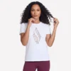 T-shirt de manga curta com padrão floral e diamantes T-shirt de manga curta com padrão floral e diamantes