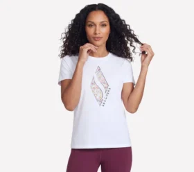 T-shirt de manga curta com padrão floral e diamantes