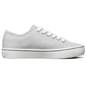 Tênis de cano baixo com sola em copo em sapatos de lona cinza claro Tênis de cano baixo com sola em copo em sapatos de lona cinza claro