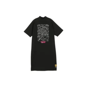 Vestido casual com meio fecho e logótipo estampado “Branco Rosa Preto”