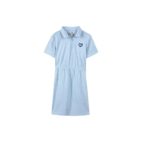 Vestido de manga curta com logótipo estampado e corte que realça a cintura “Branco Preto Azul”