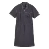 Vestido desportivo casual de cor sólida com gola pulôver e manga curta “Preto”
