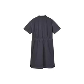 Vestido desportivo casual de cor sólida com gola pulôver e manga curta “Preto”