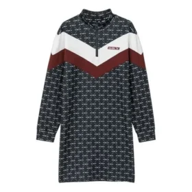 Vestido desportivo em patchwork com painéis contrastantes “Preto Branco Rosa”