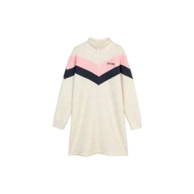 Vestido desportivo em patchwork com painéis contrastantes “Preto Branco Rosa”